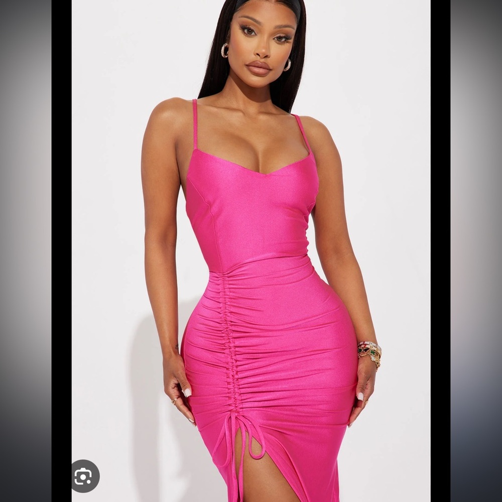 Kerry Ruched Maxi Dress - Fuchsia